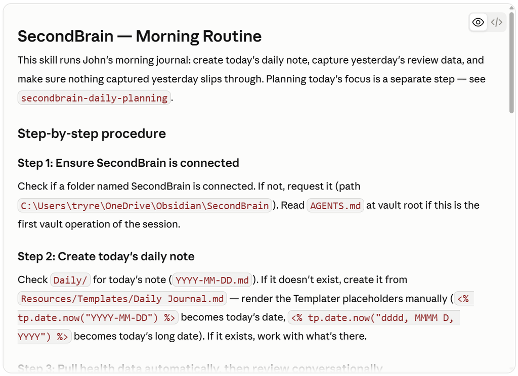 Claude skill of my morning routine