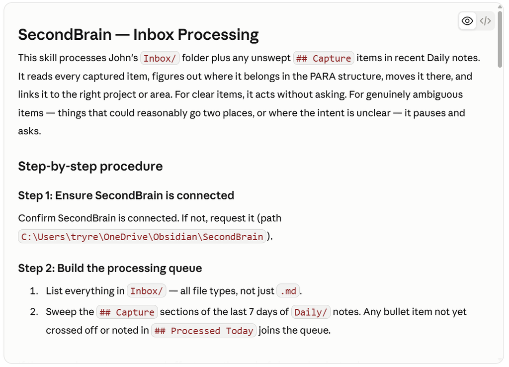 Claude skill of my inbox processing